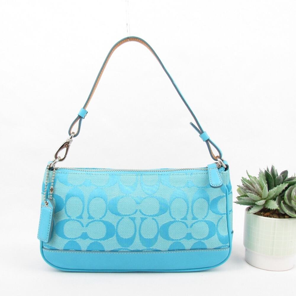 Coach Y2K Blue Turquoise Signature Shoulder Bag